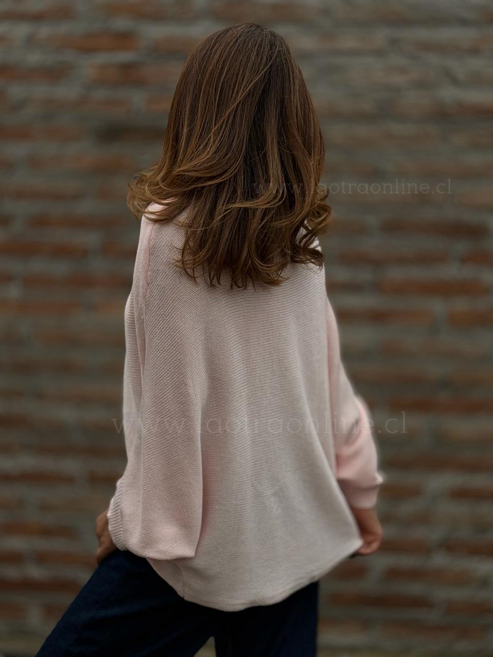 Sweater capa cruzada rosa