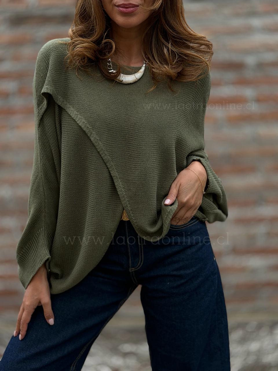 Sweater capa cruzada verde