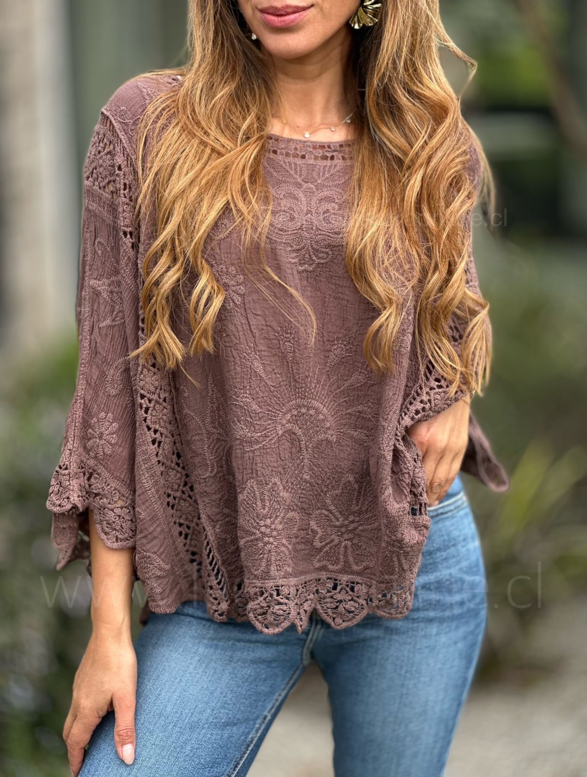 Polera/blusón Macramé choco