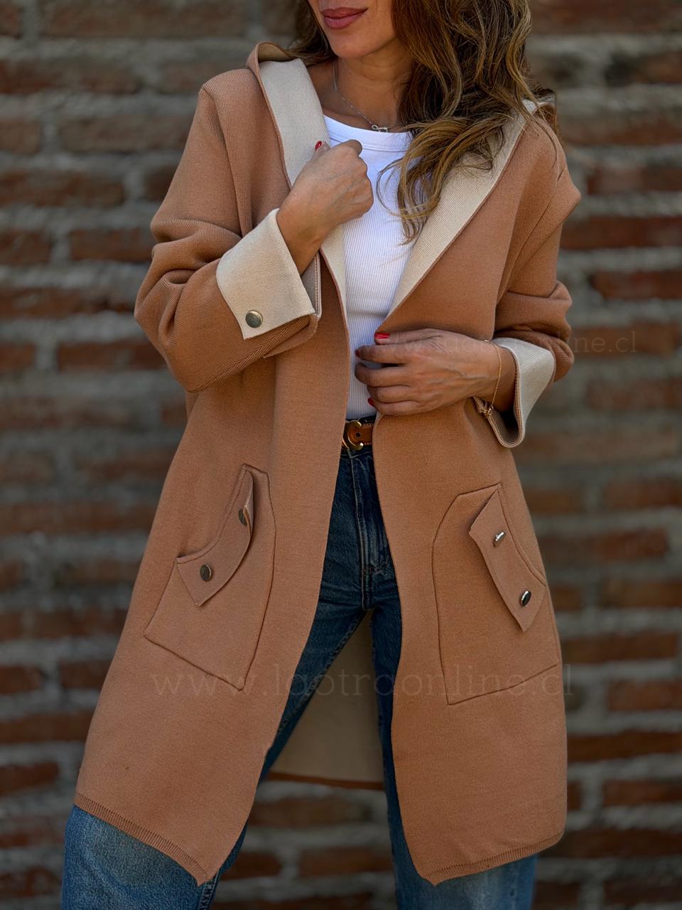 Abrigo New Bicolor camel