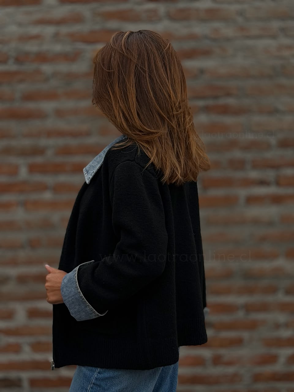 Chaleco Lana/mezclilla negro