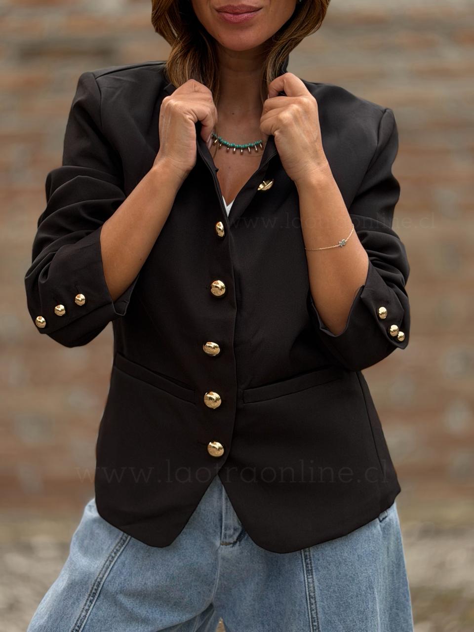 Blazer Botones Golden negro
