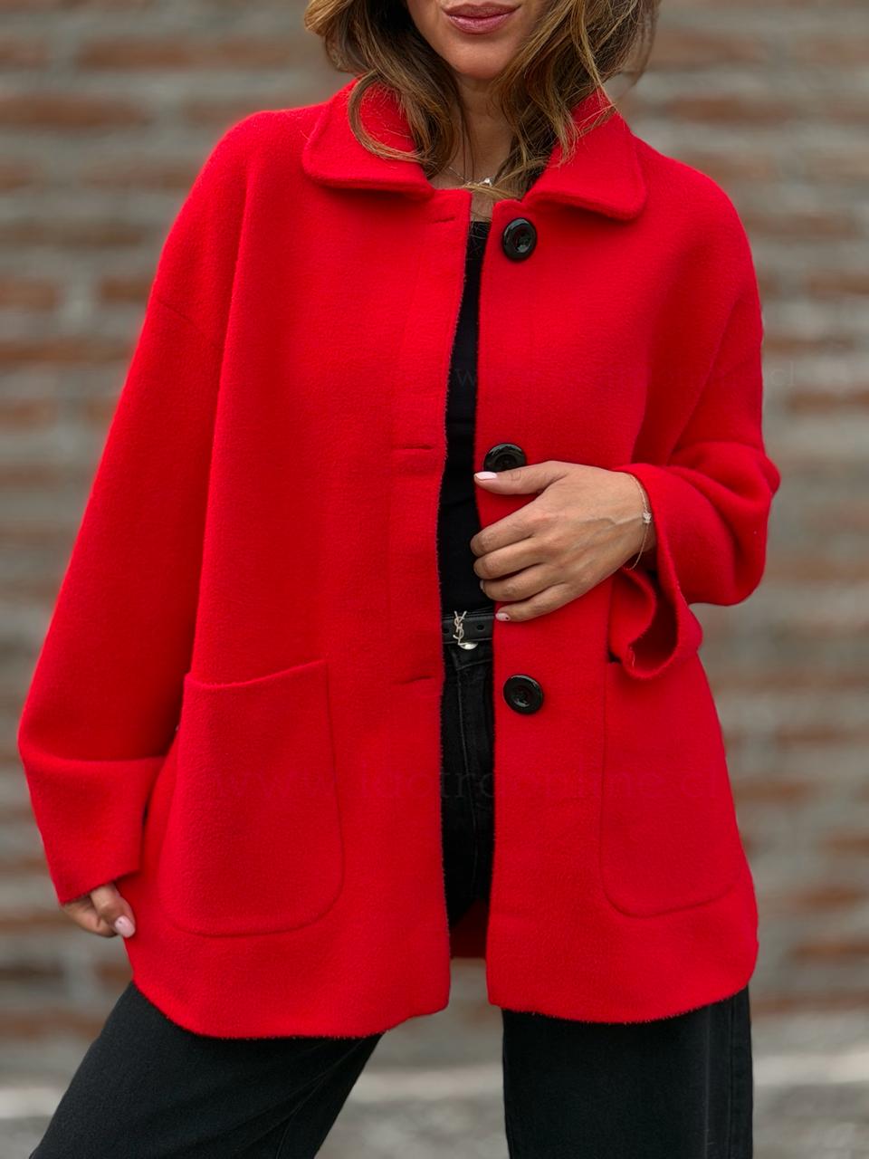 Abrigo Botones costado rojo