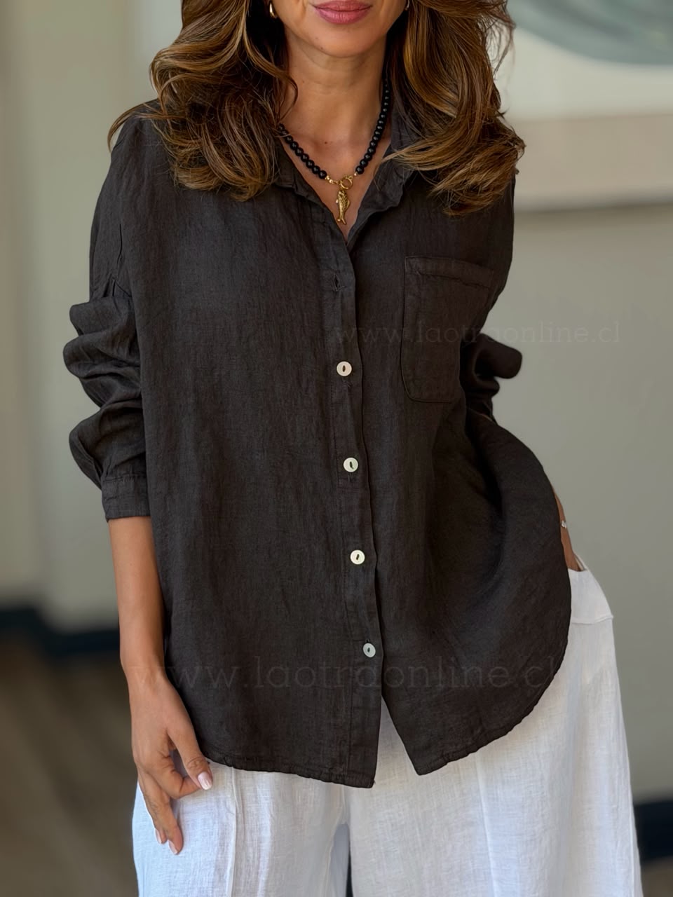 Camisa Lino Italia Marrón