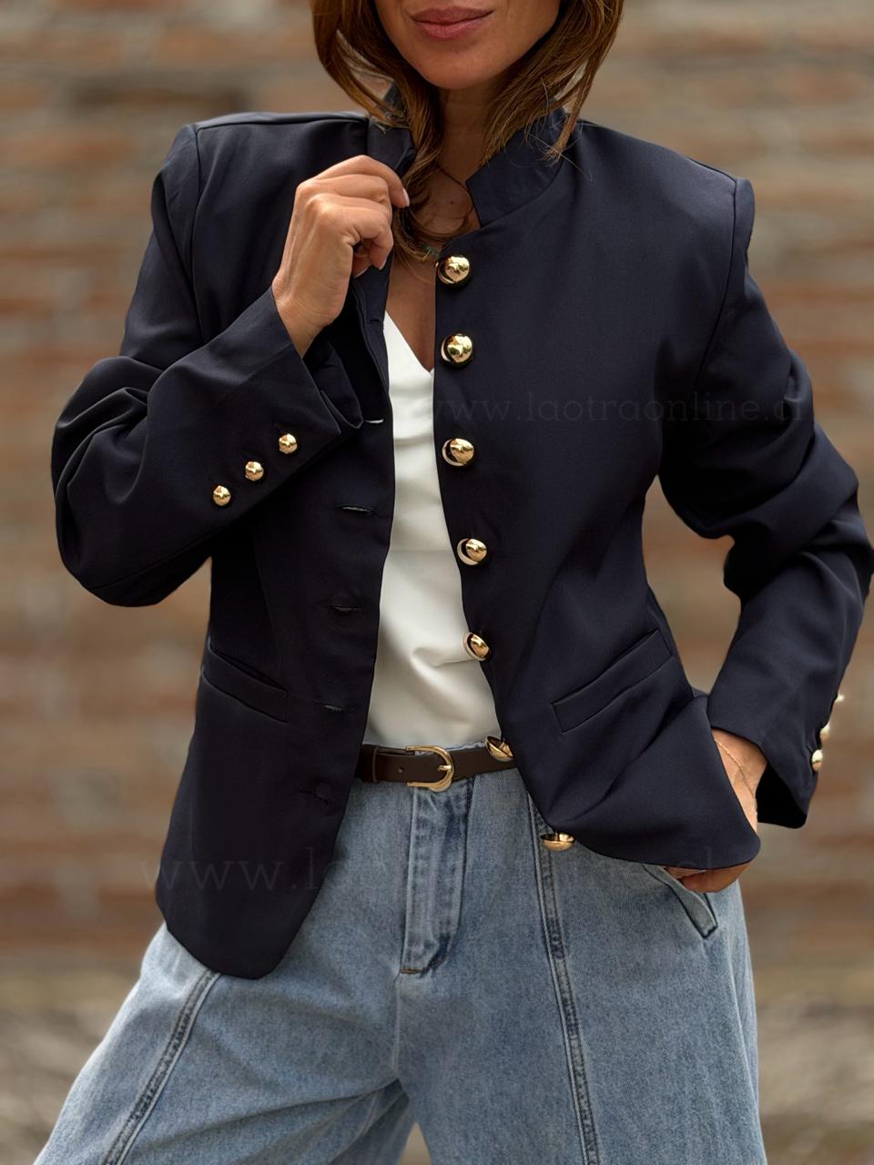 Blazer Botones Golden azul