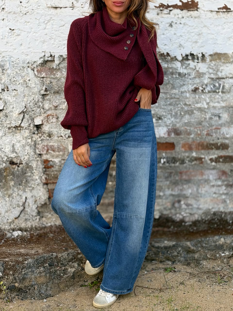 Sweater+Bufanda cherry