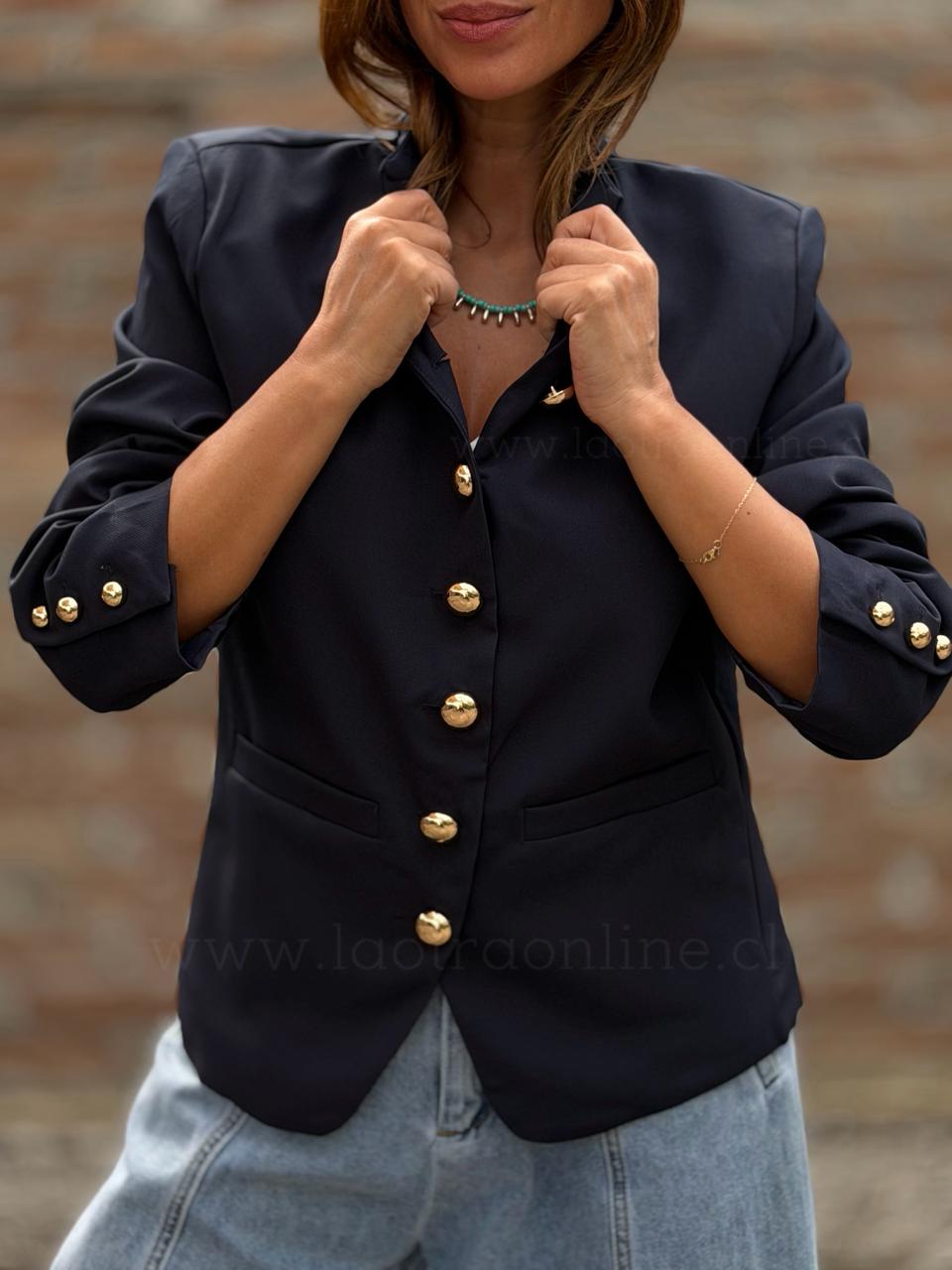 Blazer Botones Golden azul