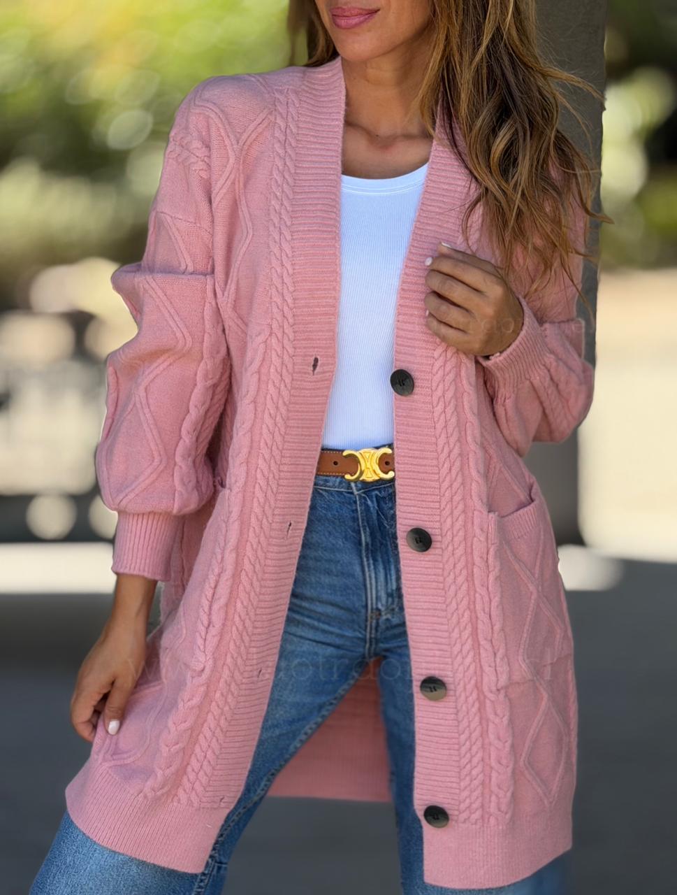 Cárdigan Rombos rosa