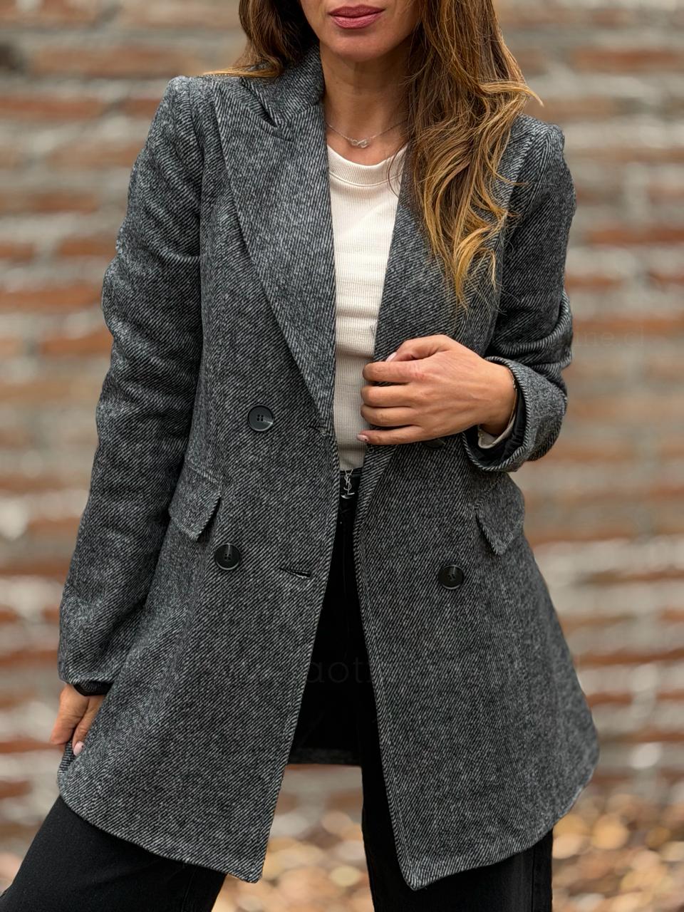 Blazer/Abrigo lana espiga perfecta negro