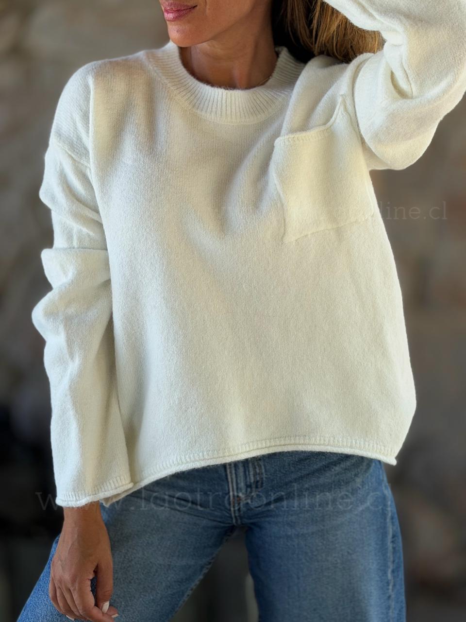 Sweater Bolsillo crema