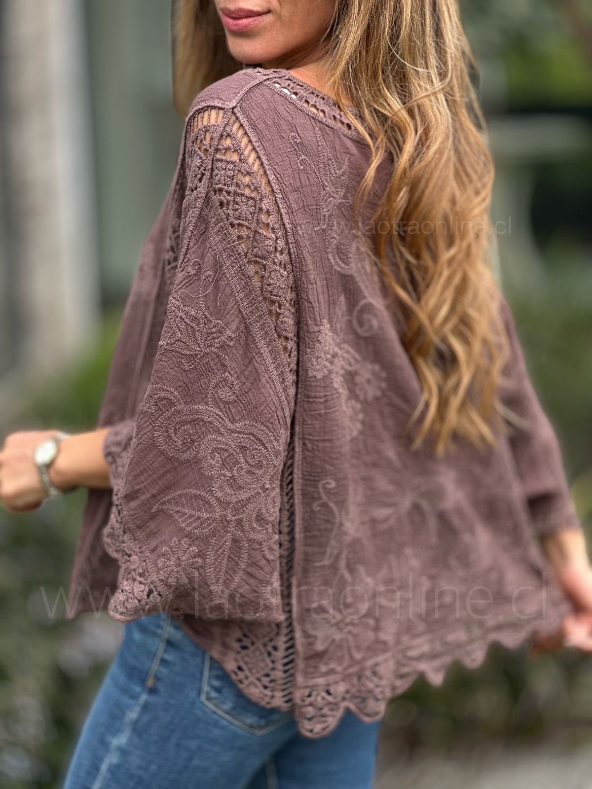 Polera/blusón Macramé choco