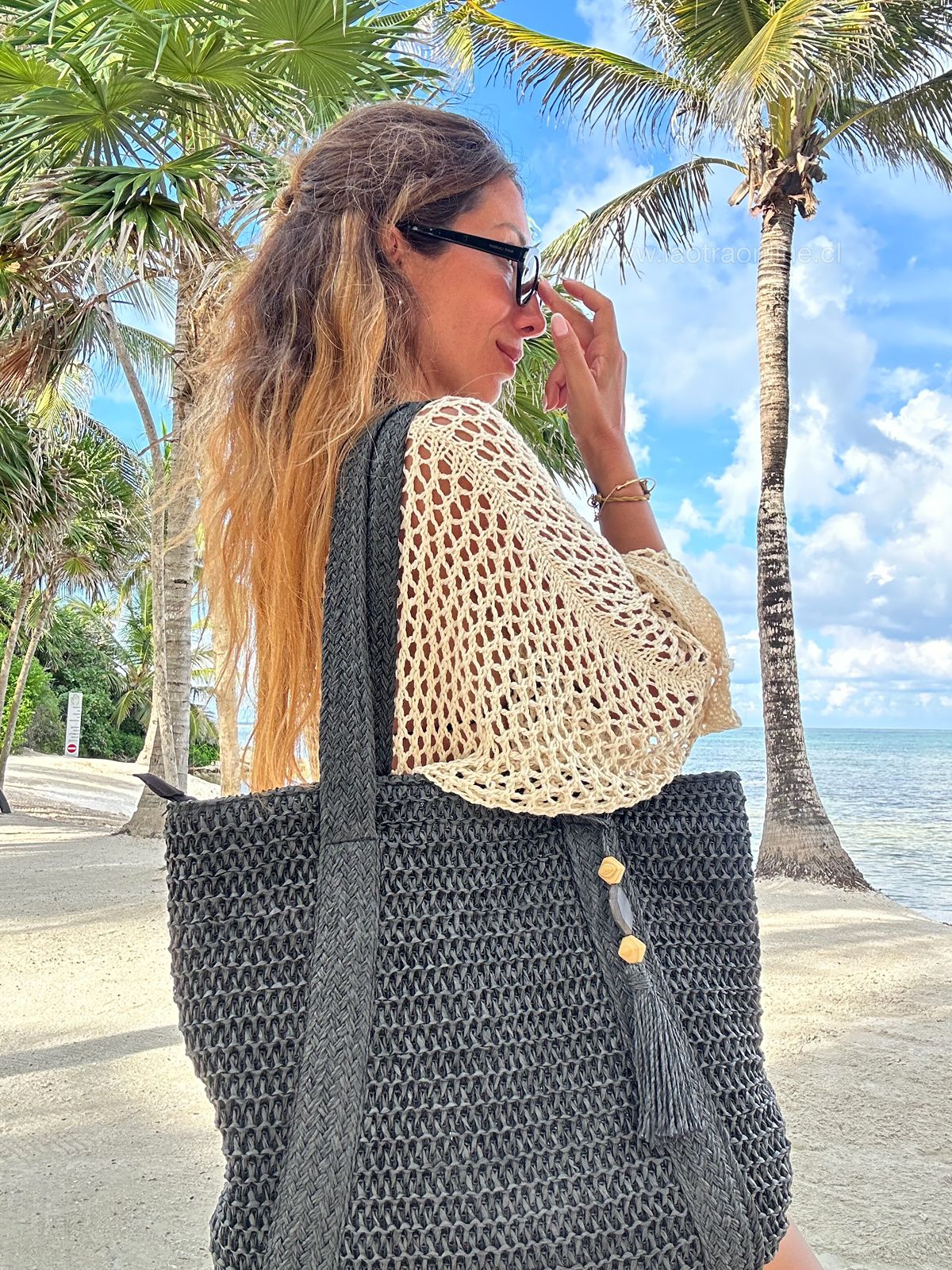 Bolso rafia verano negro