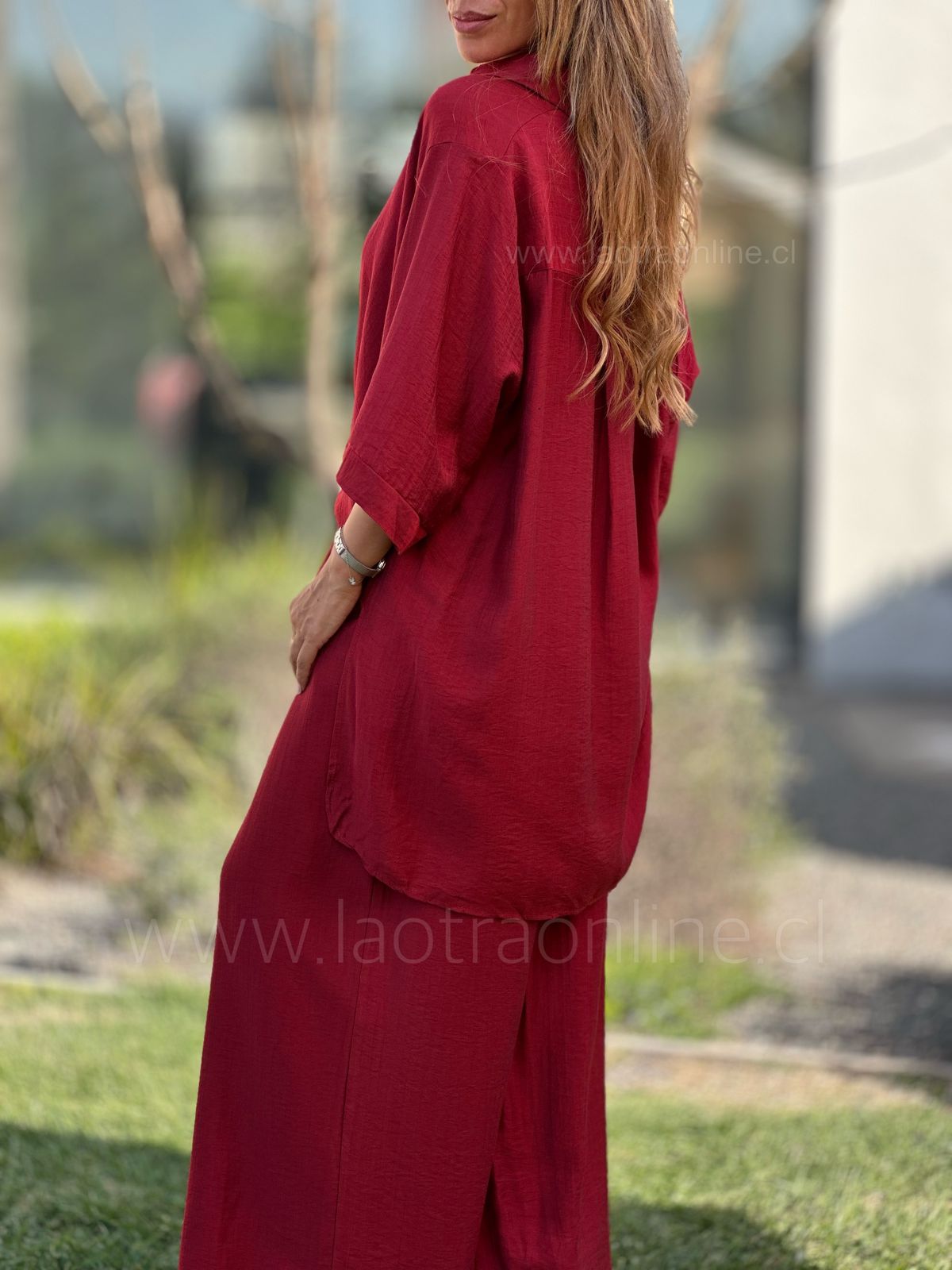 Conjunto Marbella rojo cherry