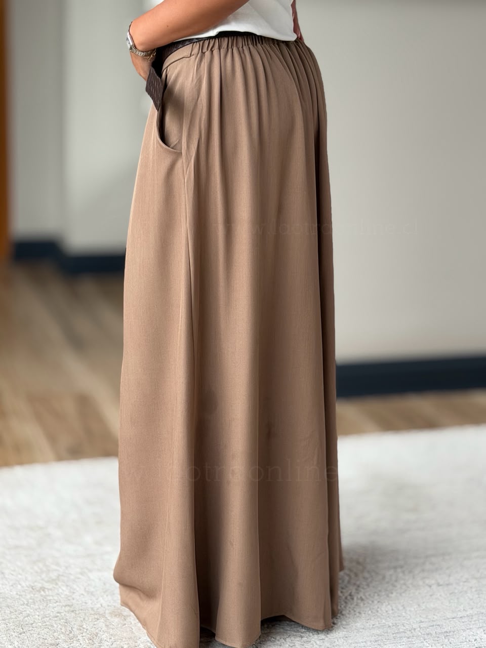 Pantalón Palazzo+cinturón trenza camel