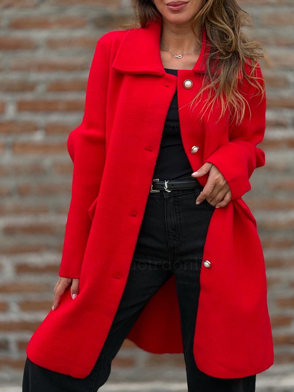 Abrigo Botón perla rojo