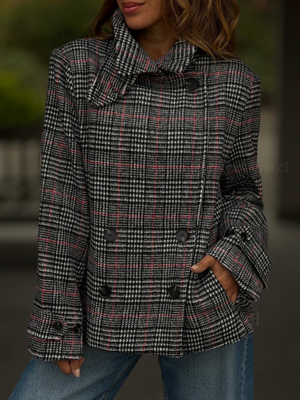 Abrigo Trench Cuadros rojo marengo