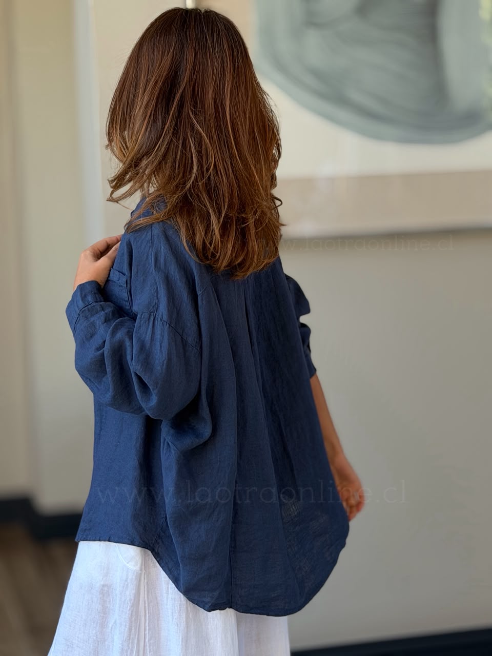 Camisa Lino Italia azul