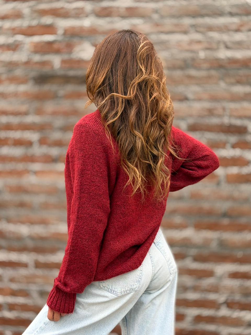 Sweater París Botones rojo