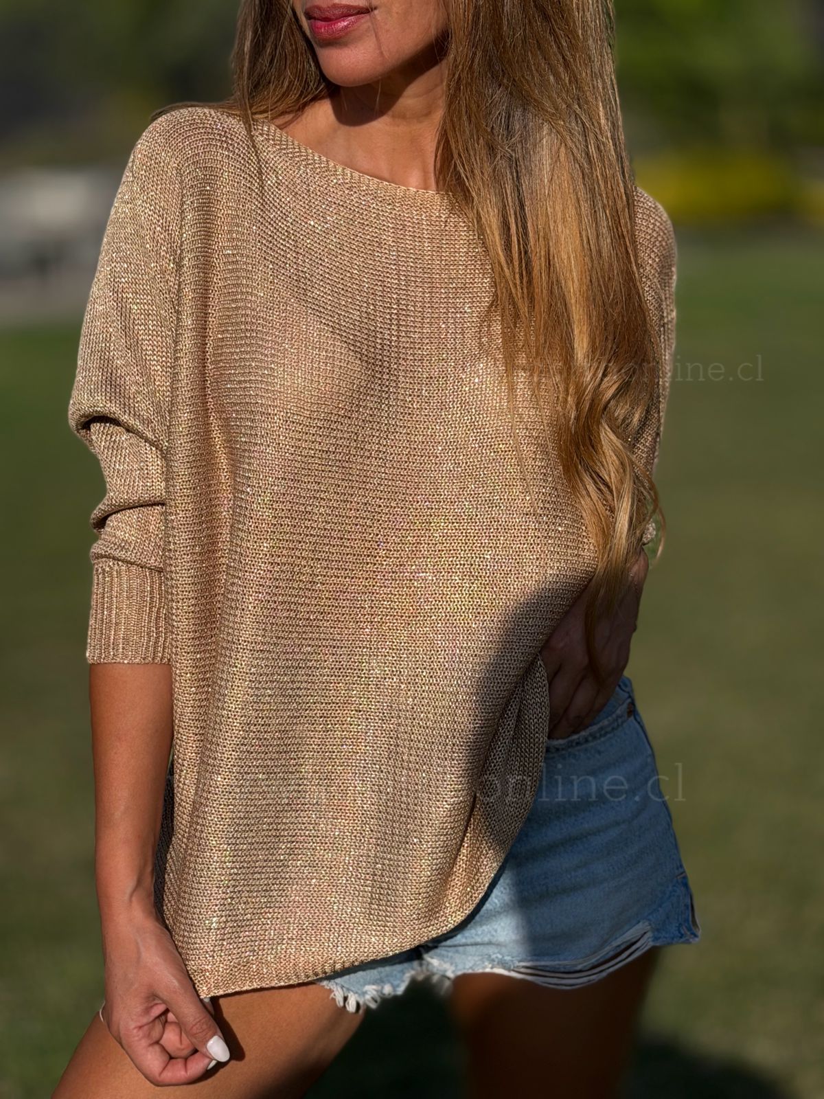 Sweater Hilo lurex camel