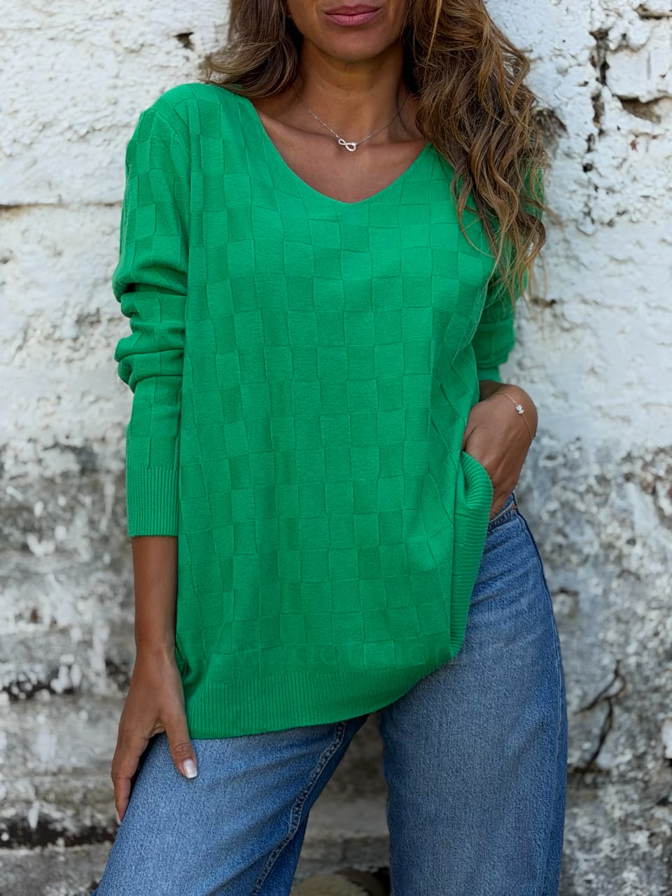 Sweater Mini Cuadros verde