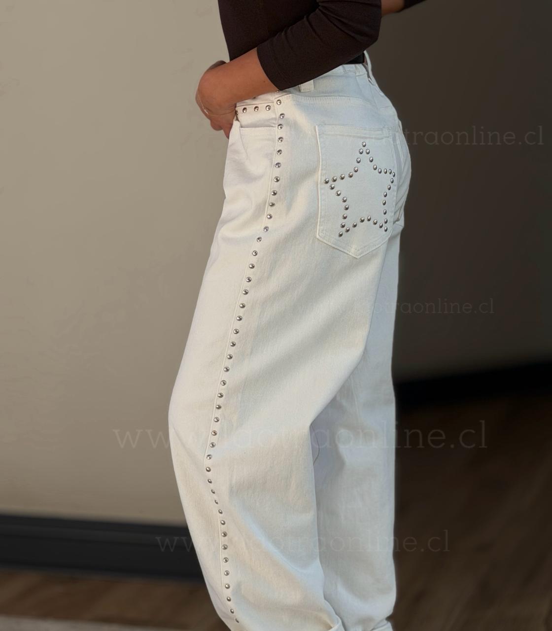 Baggy Estrella tachas blanco