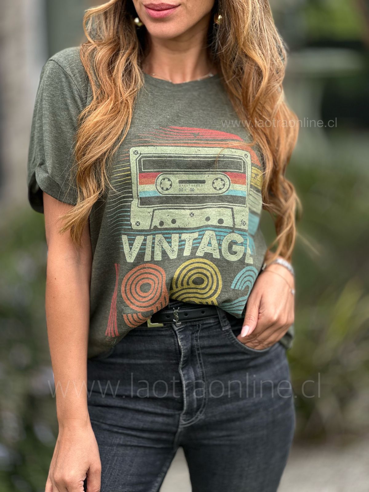 Polera Vintage olivo