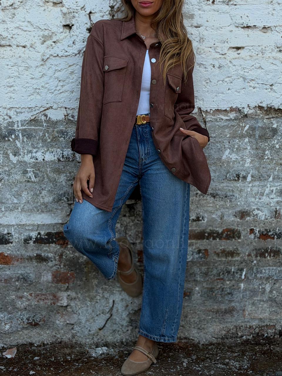 Sobre camisa Suede marrón