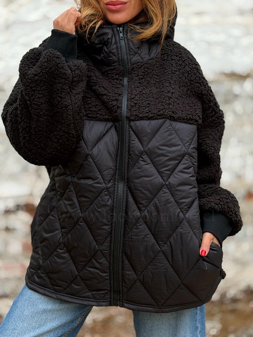 Parca/polar capucha negro