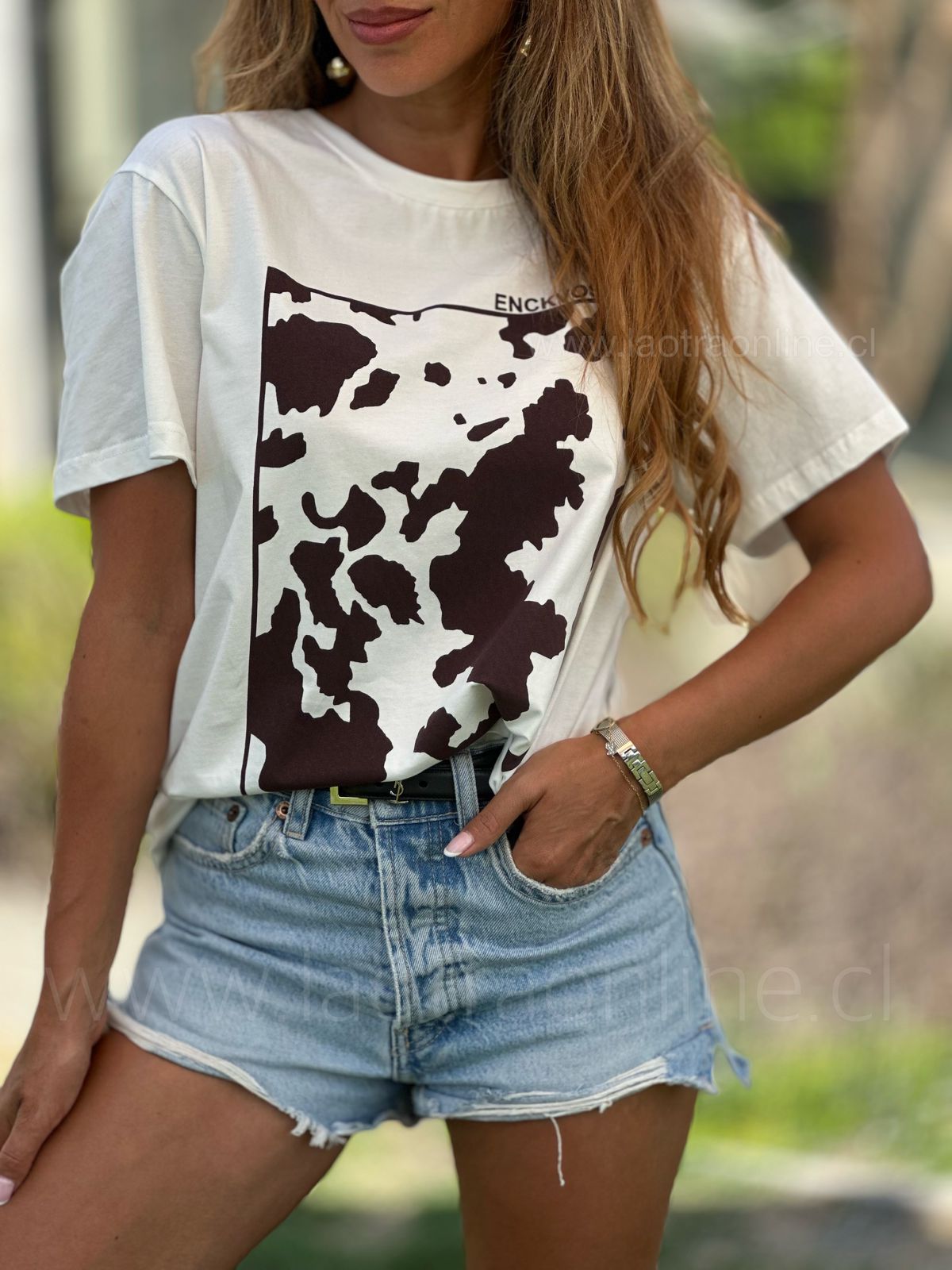 Polera Buzios café-blanco