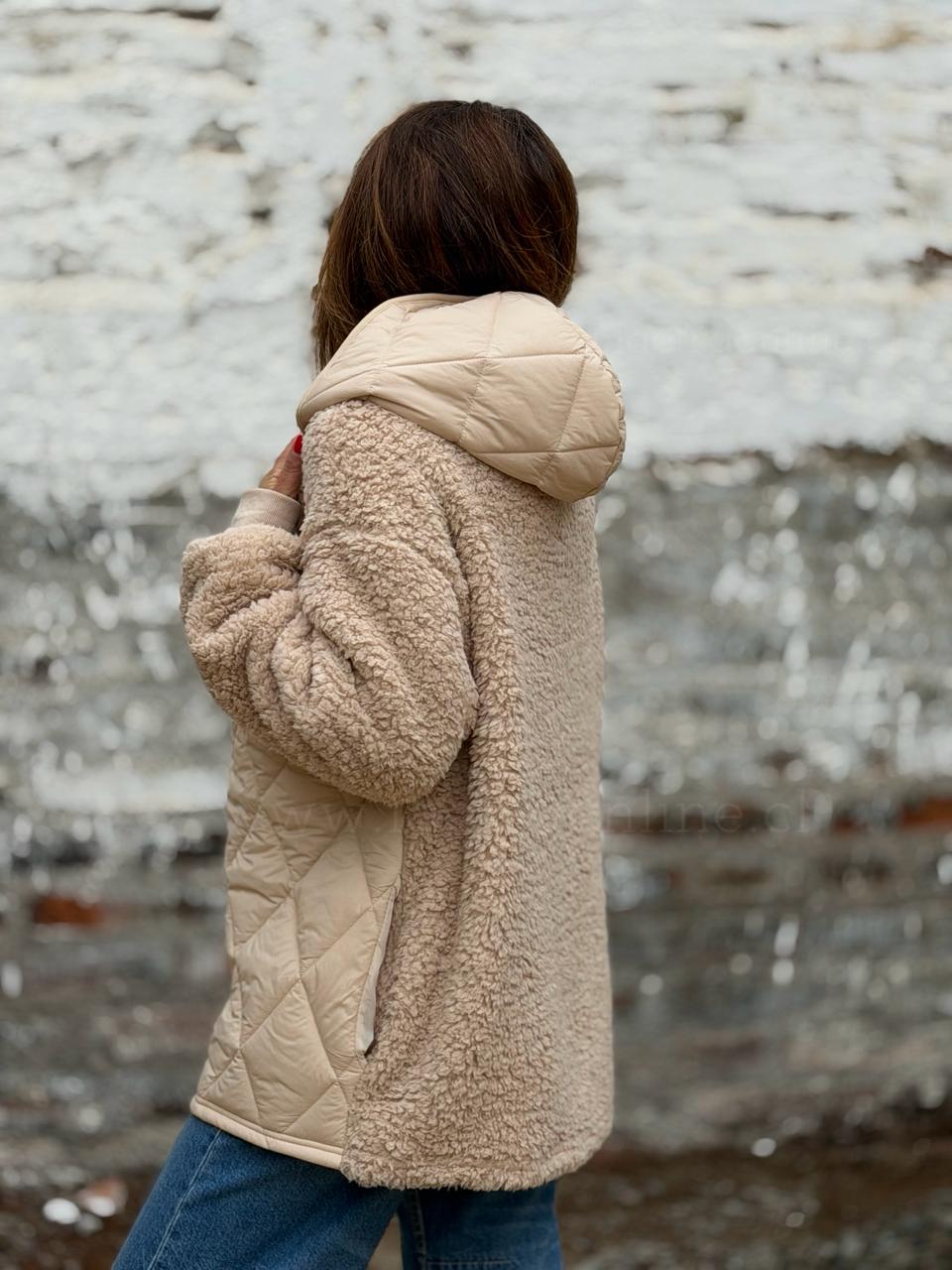 Parca/polar capucha  beige