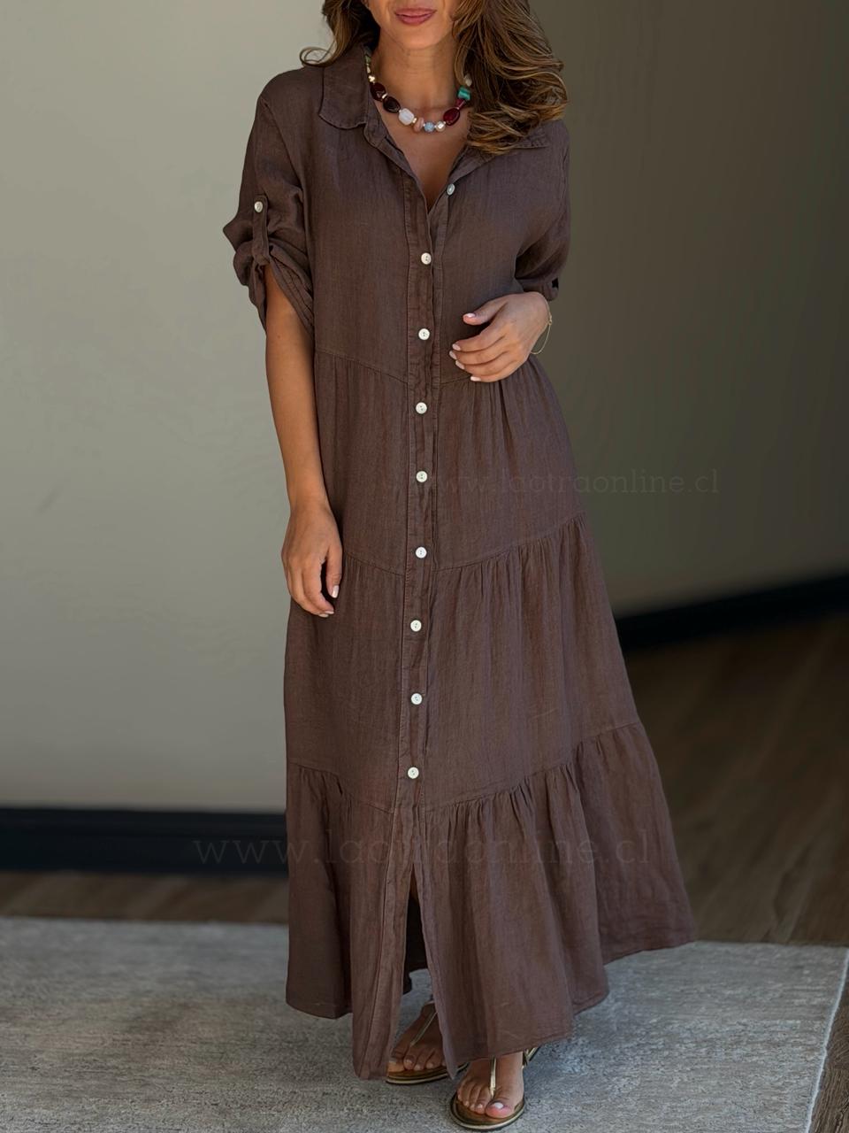 Vestido Lino marrón