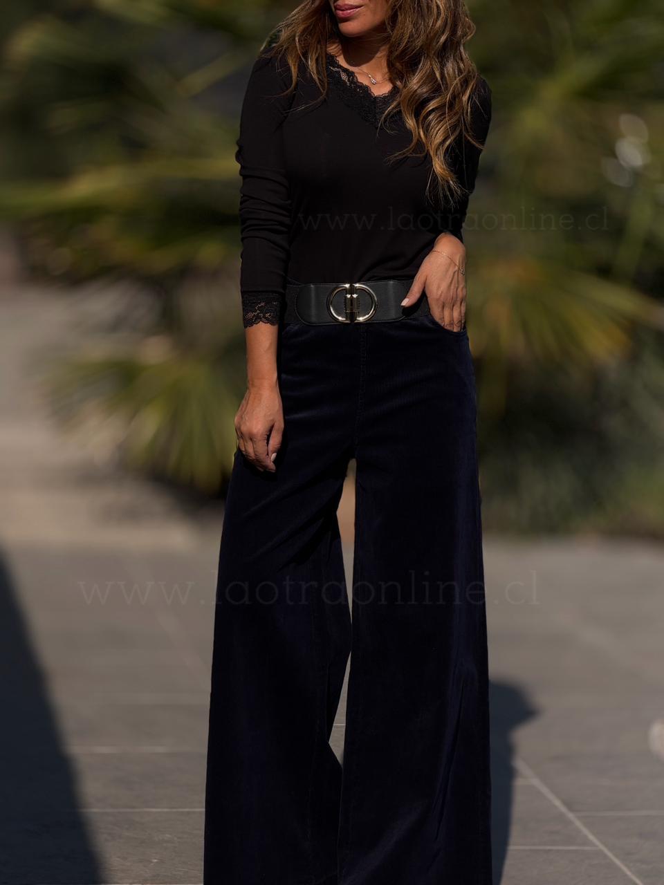 Pantalón Cotele pretina azul