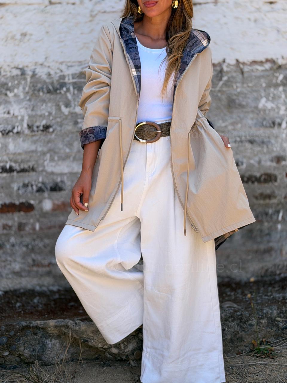 Gabardina Reversible crema