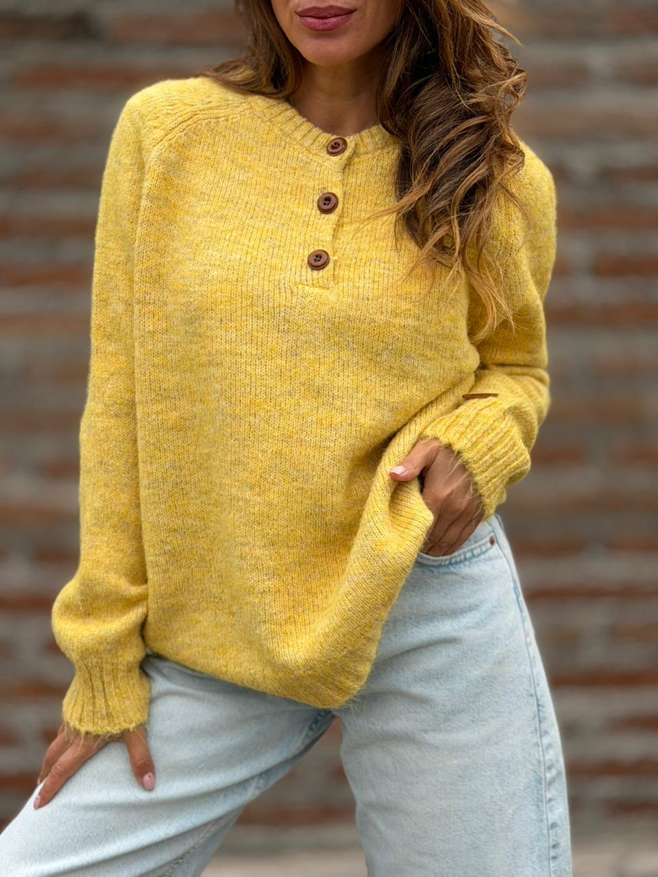 Sweater París Botones amarillo