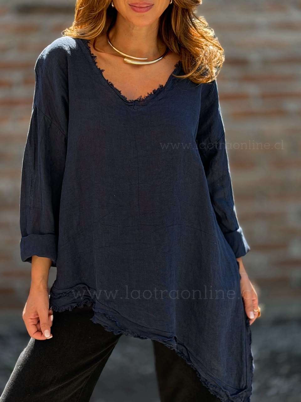 Blusón Desigual lino azul