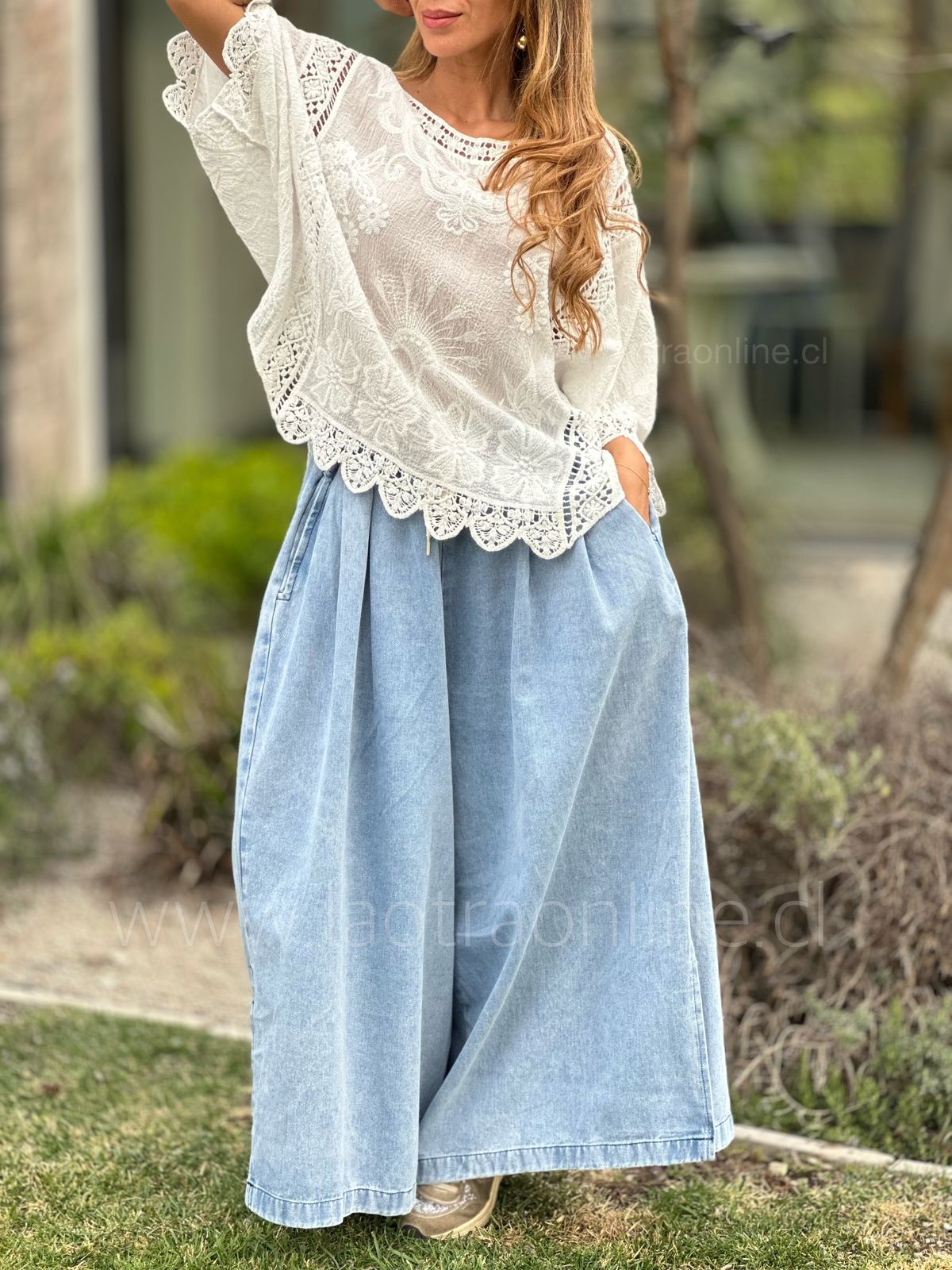 Polera/blusón Macramé blanco