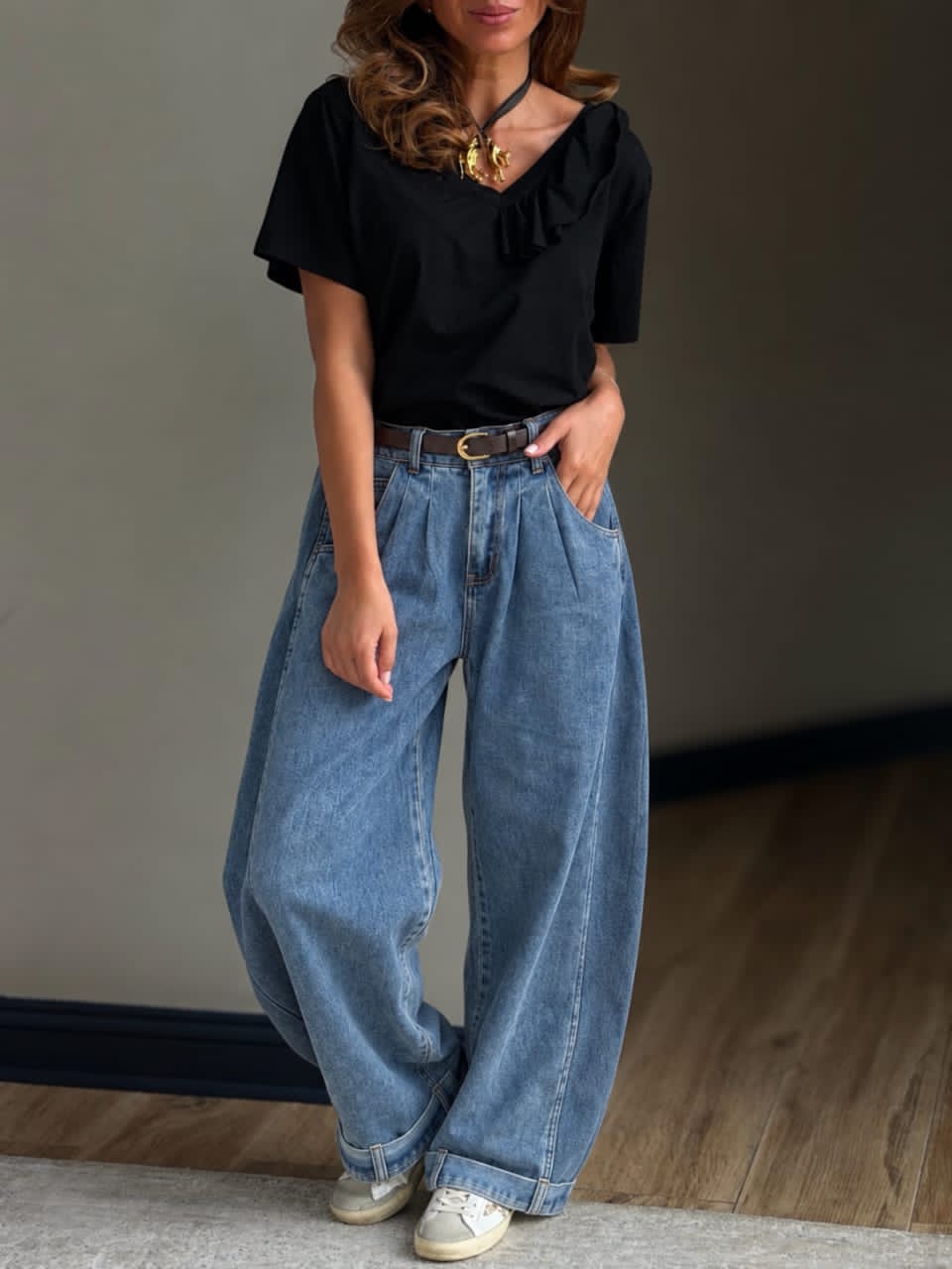 Jeans Baggy puño azul