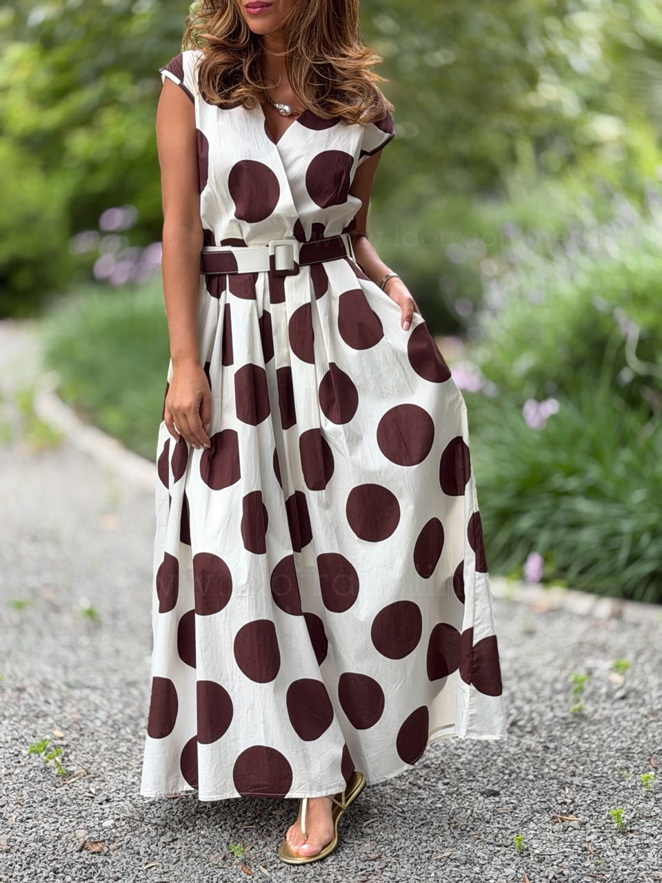 Vestido lujo lunar marrón