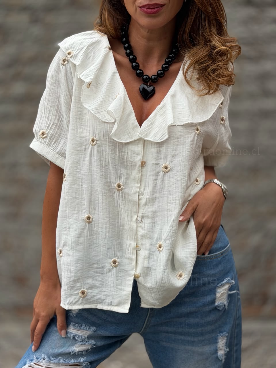 Blusa Girasol bordado blanco