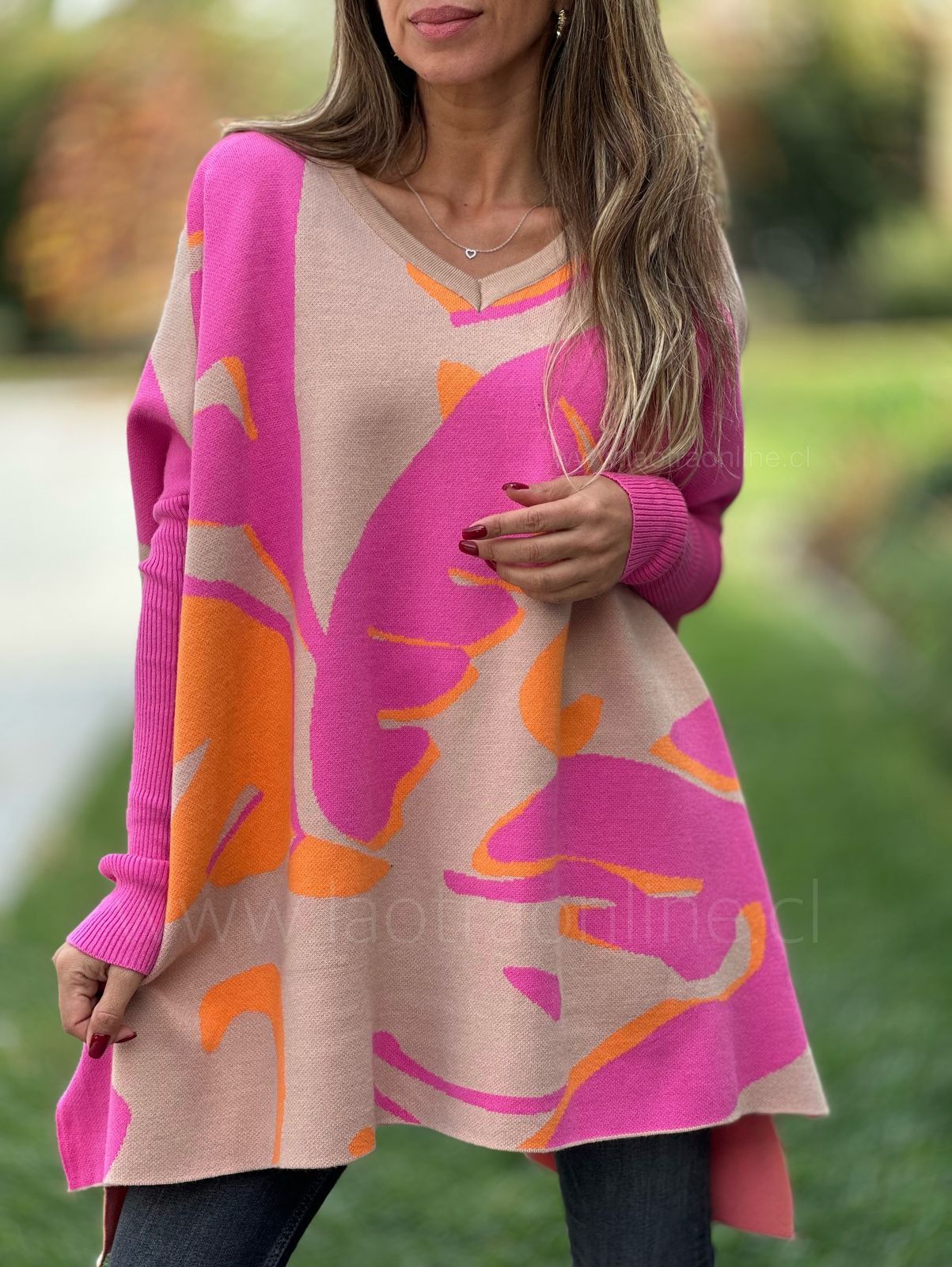 Sweater Maceió fucsia/camel