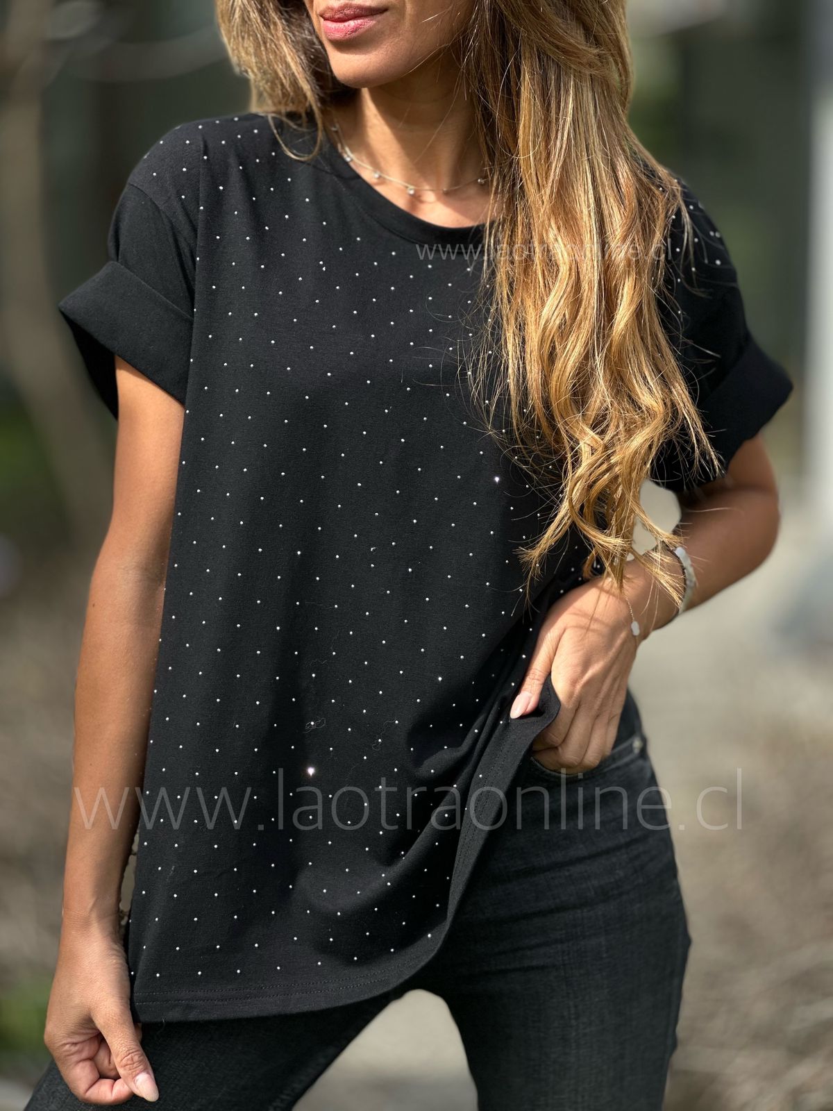 Polera Brillitos negro