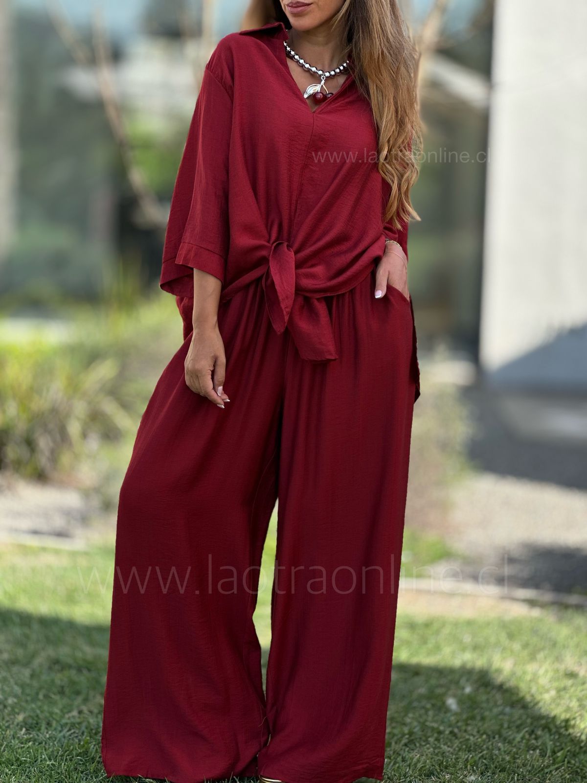 Conjunto Marbella rojo cherry