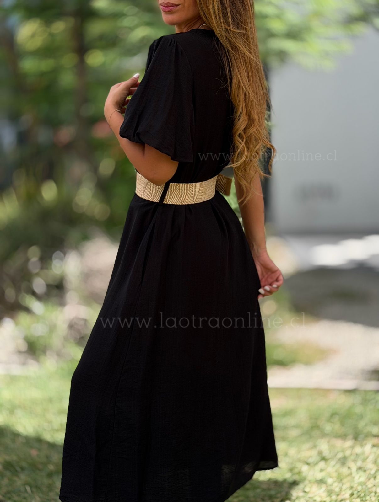 Vestido manga abullonada negro