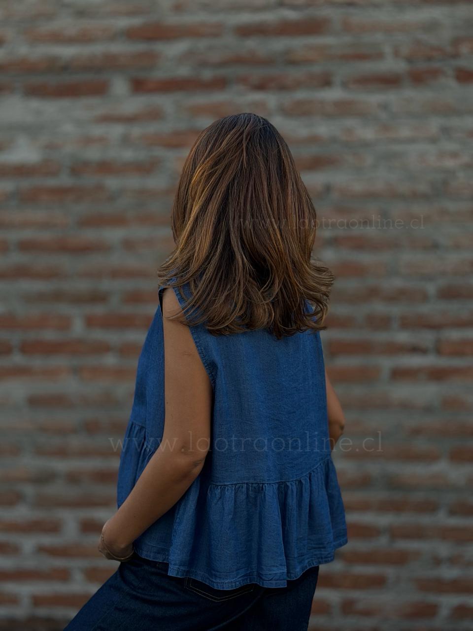 Blusita Tencel azul medio