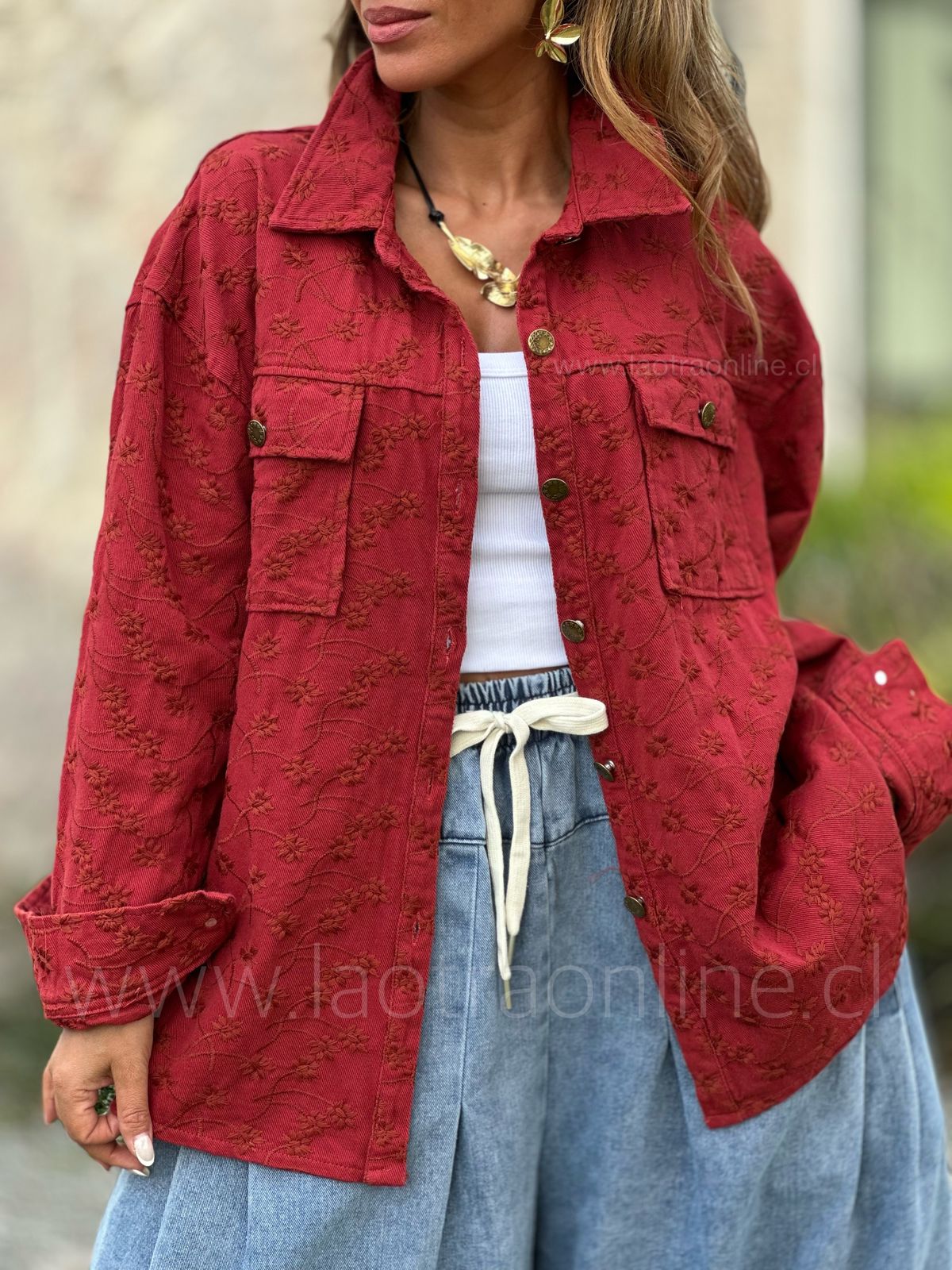 Chaqueta Bordada rojo