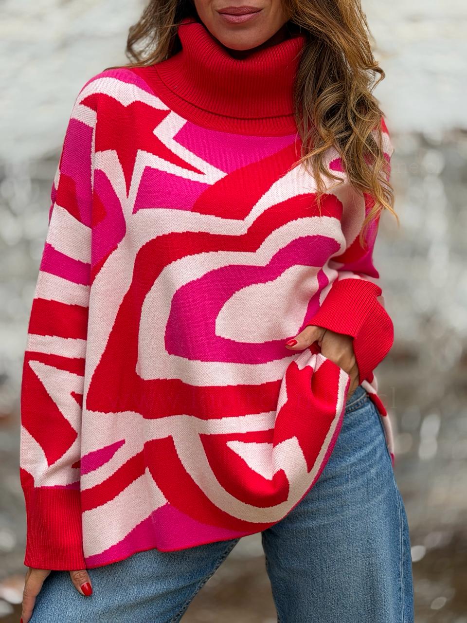 Sweater Beso rojo/rosa