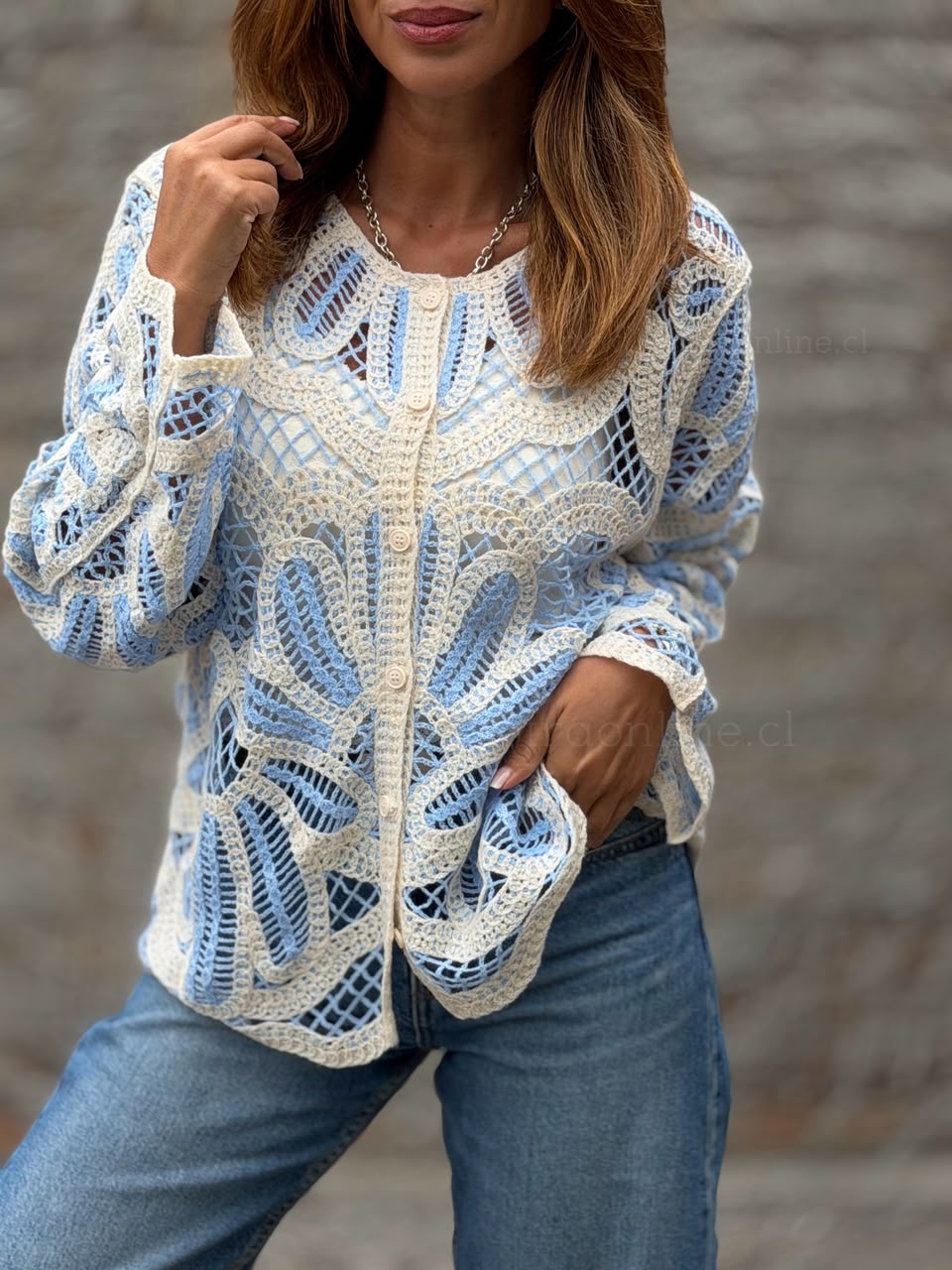 Tapado New Macramé celeste