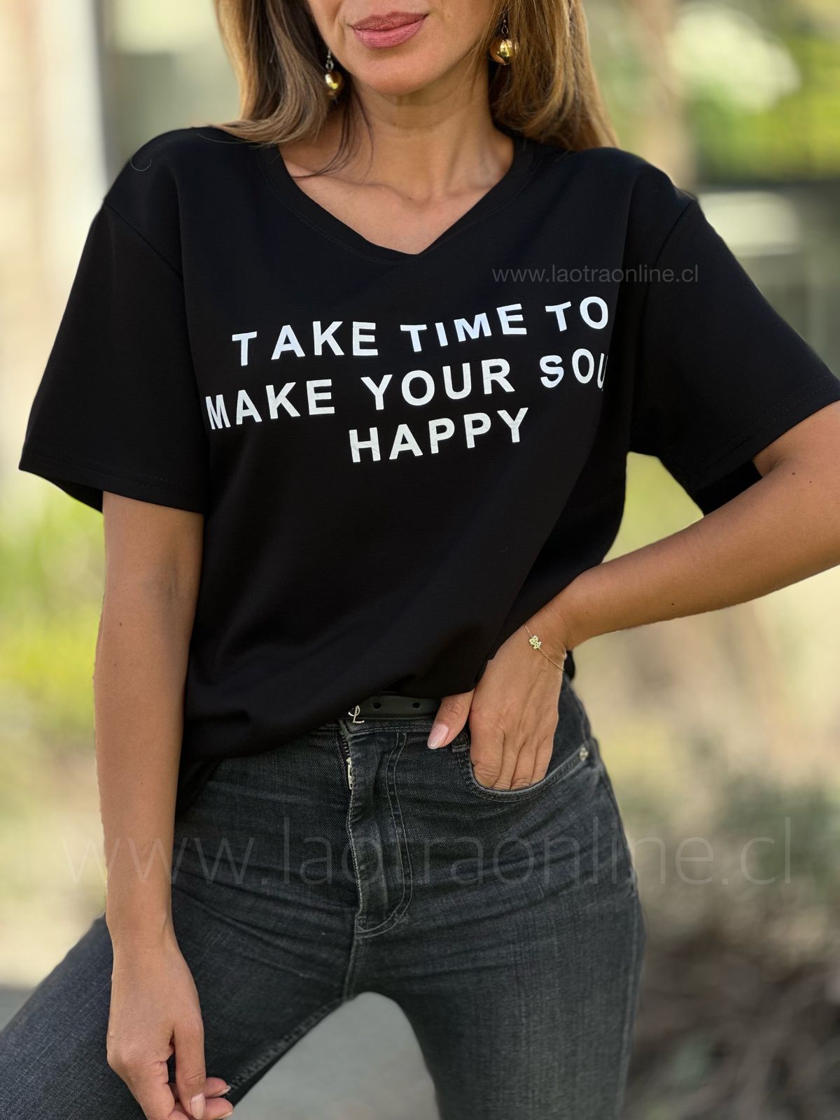 Polera Happy negro