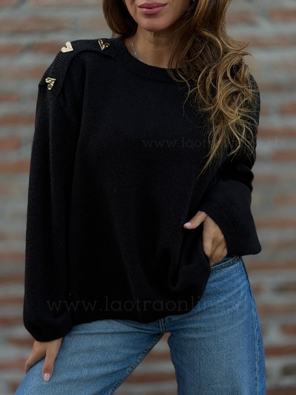 Sweater Corazón dorado negro