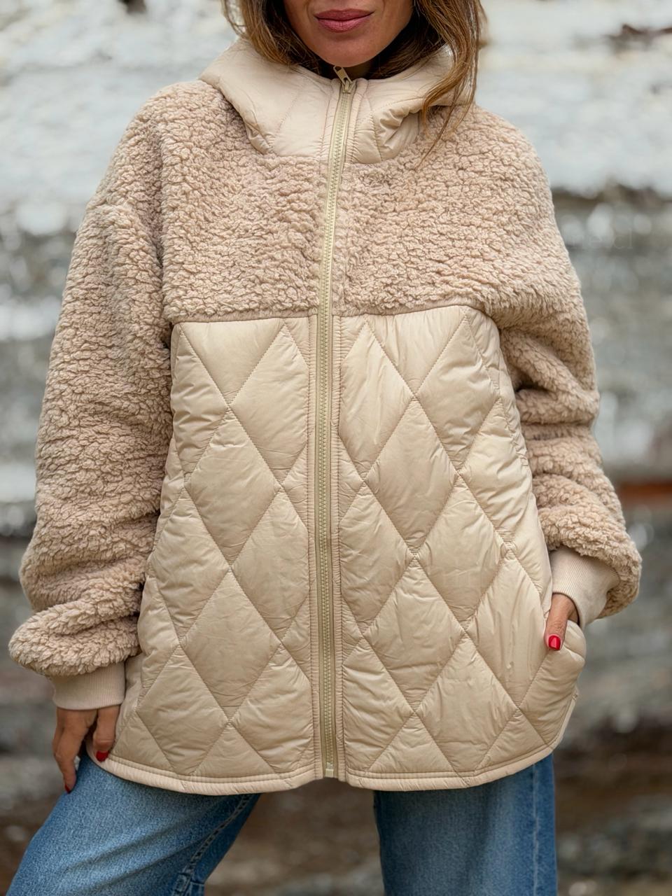Parca/polar capucha  beige